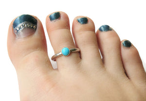 silver turquoise toe ring