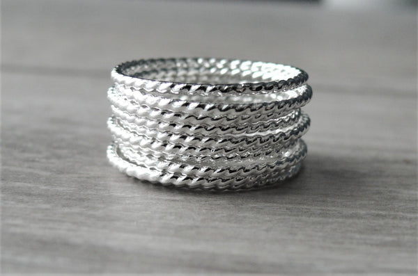 sterling silver stacking twist rings