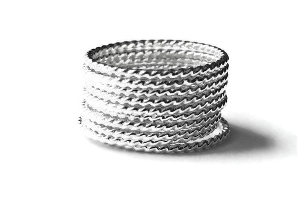 sterling silver twist stacking rings