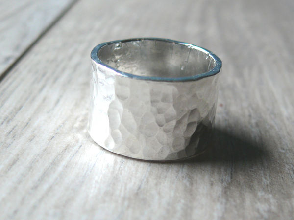silver wide band ring
