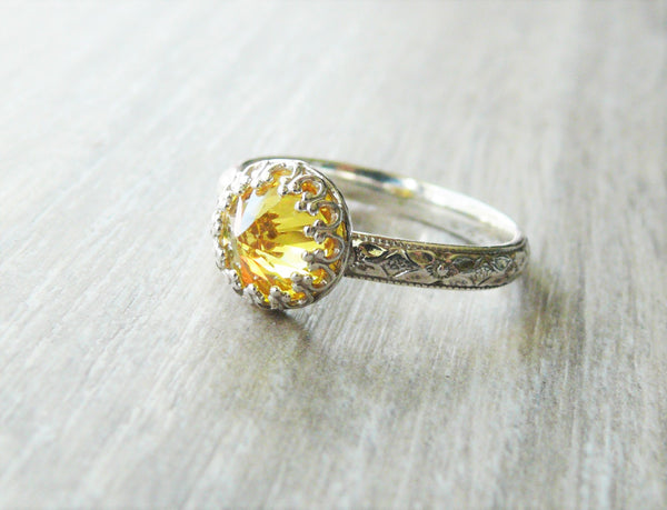 yellow sterling silver gemstone ring